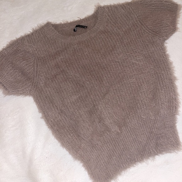Zara Tops - Grey Faux Fur Zara Shirt